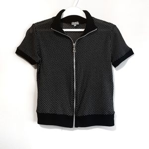 Vintage NAF NAF Sheer Polka Dot Crop Top w/ Zipper